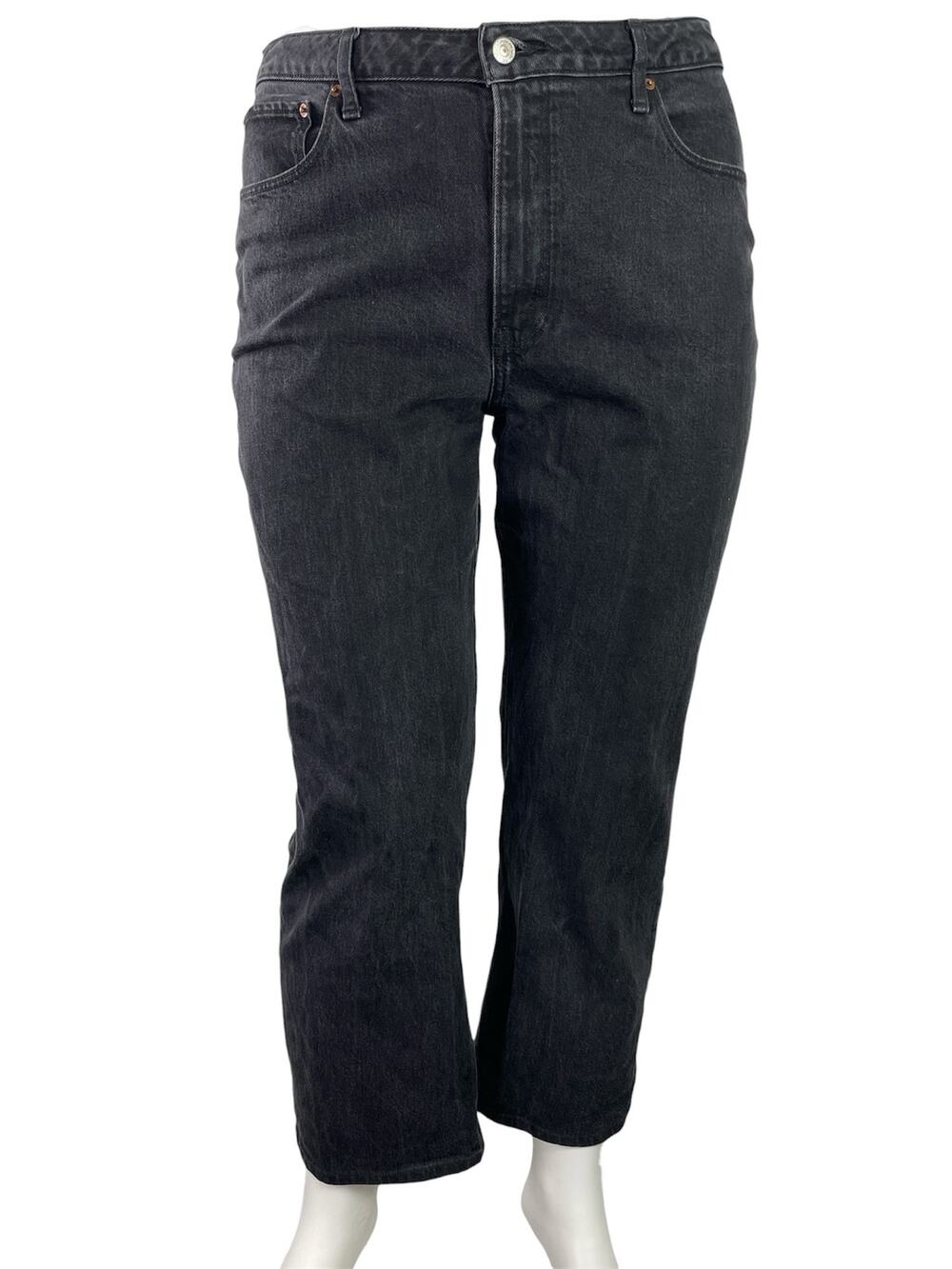 Abercrombie & Fitch 90's Relaxed Black High Rise Straight Denim Jeans Pants 14